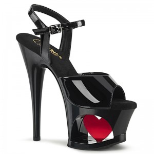 Black / Red Pleaser Moon-709H Women's Platform Heels Sandals | AU DFIBYNA