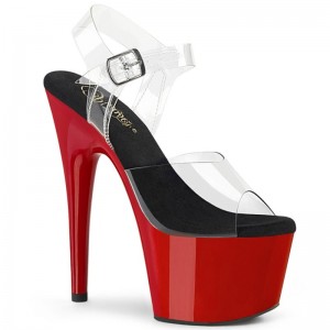 Black / Red / Clear Pleaser Adore-708 Women's Platform Heels Sandals | AUSTRALIA CTENQ