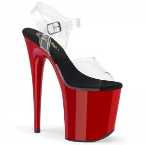 Black / Red / Clear Pleaser Flamingo-808 Women's Platform Heels Sandals | AU PTQCBWE