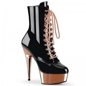 Black / Rose Gold Pleaser Delight-1020 Women's Heels Boots | AU TIXGNCV