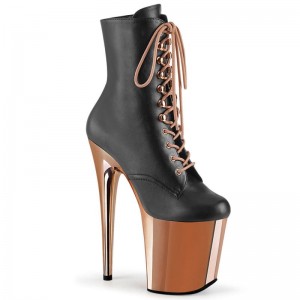 Black / Rose Gold Pleaser Flamingo-1020 Vegan Leather Women's Heels Boots | AUSTRALIA GCZOR