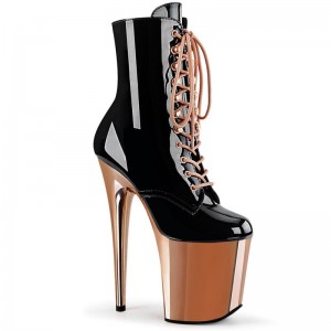 Black / Rose Gold Pleaser Flamingo-1020 Women's Heels Boots | AUSTRALIA BIEWV