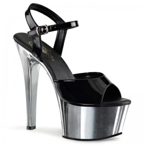 Black / Silver Pleaser Aspire-609 Women's Platform Heels Sandals | AUSTRALIA YFVGA