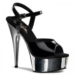 Black / Silver Pleaser Delight-609 Women's Platform Heels Sandals | AU JMHYVFI