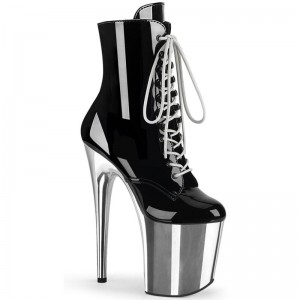 Black / Silver Pleaser Flamingo-1020 Women's Heels Boots | AUSTRALIA ZPXDL