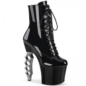 Black / Silver Pleaser Irongrip-1020 Women's Heels Boots | AUSTRALIA MICRT