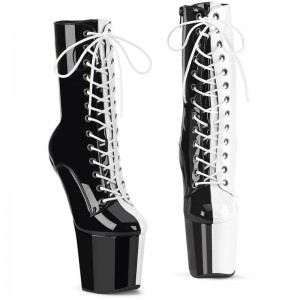 Black / White Pleaser Craze-1040TT Women's Heels Boots | AUSTRALIA KYTAU