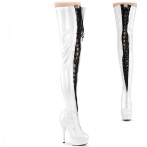 Black / White Pleaser Delight-3027 Women's Thigh High Boots | AU UGYZRKO