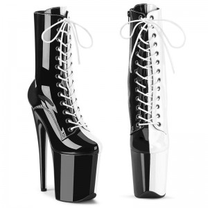 Black / White Pleaser Flamingo-1040TT Women's Heels Boots | AU CRUZKGY