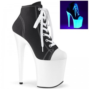 Black / White Pleaser Flamingo-800SK-02 Women's Heels Boots | AUSTRALIA XPSGC