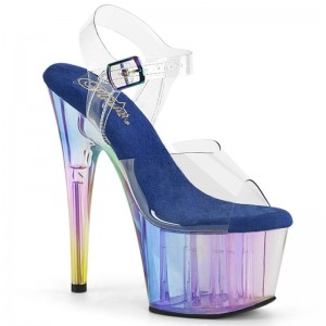 Blue / Clear Pleaser Adore-708HT Women's Platform Heels Sandals | AU SIXVNRB