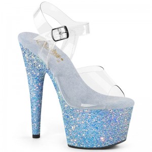 Blue / Clear Pleaser Adore-708LG Women's Platform Heels Sandals | AU BEHGJSX