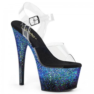 Blue / Clear Pleaser Adore-708SS Women's Platform Heels Sandals | AU IJDOKEF