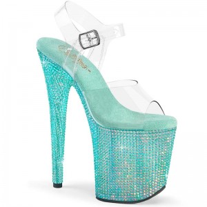 Blue / Clear Pleaser Bejeweled-808RRS Women's Platform Heels Sandals | AU KDFHNSC