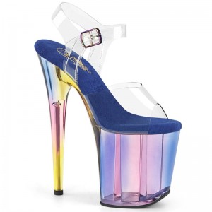 Blue / Clear Pleaser Flamingo-808HT Women's Platform Heels Sandals | AUSTRALIA LKTMJ