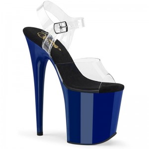 Blue / Clear Pleaser Flamingo-808 Women's Platform Heels Sandals | AU WZNDKEP