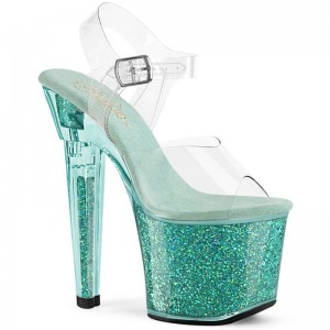 Blue / Clear Pleaser Lovesick-708SG Women's Platform Heels Sandals | AU EWSVLGT