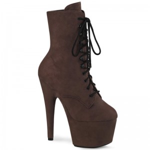 Brown Pleaser Adore-1020FS Faux Suede Women's Heels Boots | AU GJXVKBQ