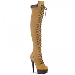 Brown Pleaser Delight-3000TL Women's Thigh High Boots | AUSTRALIA VOKDW