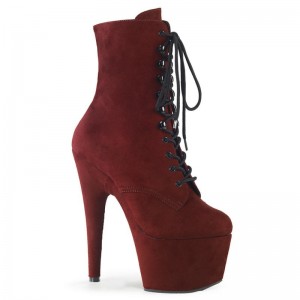 Burgundy Pleaser Adore-1020FS Faux Suede Women's Heels Boots | AUSTRALIA RQZNH