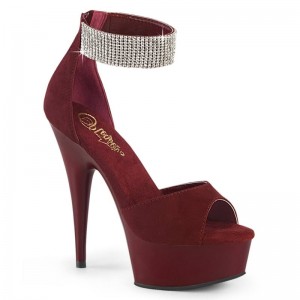 Burgundy Pleaser Delight-625 Women's Platform Heels Sandals | AU ZKUDPVA