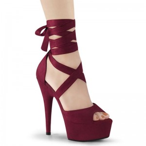 Burgundy Pleaser Delight-679 Women's Platform Heels Sandals | AU IDZRQBL