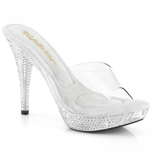 Clear Pleaser Elegant-401 Women's Platform Slides | AU YZVCKDA