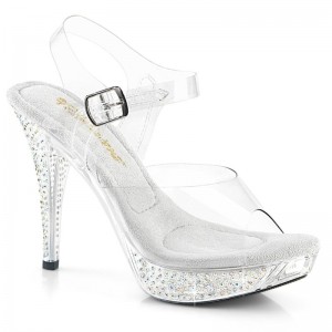 Clear Pleaser Elegant-408ABRS Women's Platform Heels Sandals | AU WMGROQY