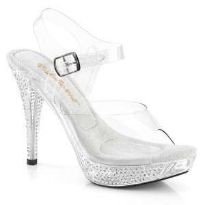 Clear Pleaser Elegant-408 Women's Platform Heels Sandals | AU EDOYCMW