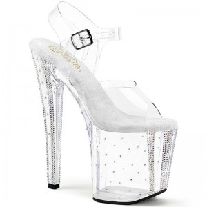 Clear Pleaser Enchant-708RS-01 Women's Platform Heels Sandals | AU HFZTYWV