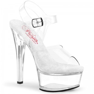 Clear Pleaser Gleam-608 Women's Platform Heels Sandals | AUSTRALIA FNQYM