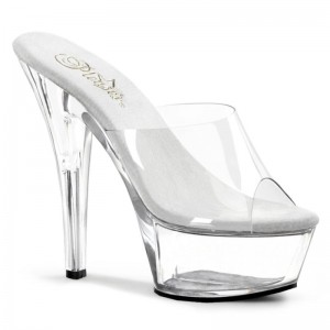 Clear Pleaser Kiss-201 Women's Platform Slides | AU GMBIWQU