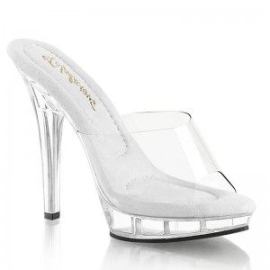 Clear Pleaser Lip-101 Women's Platform Slides | AU QVPBFEI