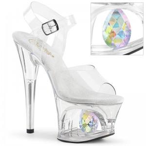 Clear Pleaser Moon-708DIA Women's Platform Heels Sandals | AU EGYIZPH