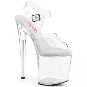 Clear Pleaser Naughty-808 Women's Platform Heels Sandals | AUSTRALIA GYADE