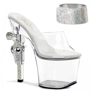 Clear Pleaser Revolver-712 Women's Platform Heels Sandals | AUSTRALIA XUONM