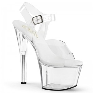 Clear Pleaser Sky-308VL Women's Platform Heels Sandals | AUSTRALIA FERVS