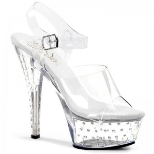 Clear Pleaser Stardust-608 Women's Platform Heels Sandals | AU HSMVLAX