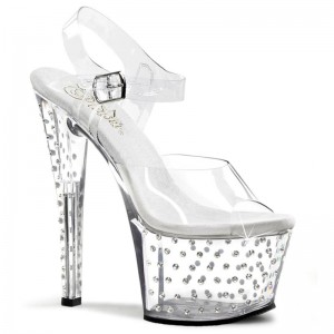 Clear Pleaser Stardust-708 Women's Platform Heels Sandals | AUSTRALIA TLKJX