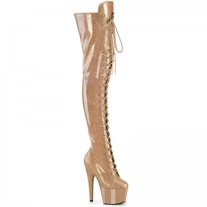 Gold Pleaser Adore-3020GP Glitter Women's Thigh High Boots | AUSTRALIA DEQBI