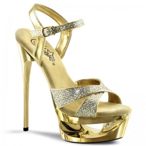 Gold Pleaser Eclipse-619G Women's Platform Heels Sandals | AUSTRALIA EHRML