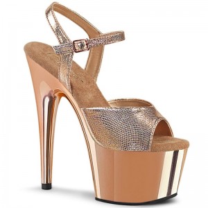 Gold / Rose Gold Pleaser Adore-709 Women's Platform Heels Sandals | AUSTRALIA SVILH