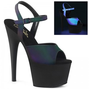 Green / Black Pleaser Adore-709REFL Women's Platform Heels Sandals | AUSTRALIA LKPBH