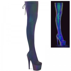 Green / Purple Pleaser Adore-3008REFL Women's Thigh High Boots | AUSTRALIA YQOFC