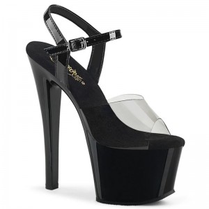 Grey / Black Pleaser Sky-308-1 Women's Platform Heels Sandals | AUSTRALIA DEFNY