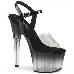 Grey / Clear Pleaser Adore-708T-2 Women's Platform Heels Sandals | AU NEGRMSF