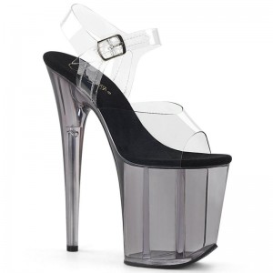 Grey / Clear Pleaser Flamingo-808T Women's Platform Heels Sandals | AUSTRALIA LYVJS