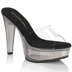 Grey / Clear Pleaser Martini-501 Women's Platform Slides | AU HJACBNT