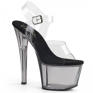 Grey / Clear Pleaser Sky-308T Women's Platform Heels Sandals | AUSTRALIA ECAZT