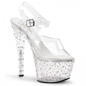 Multicolor Pleaser Stardance-708 Rhinestones Women's Platform Heels Sandals | AU TJVGPWU